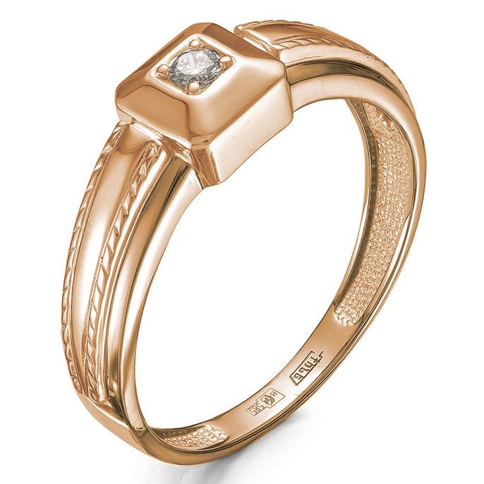 Кольцо, золото, бриллиант, красный, 01-0477